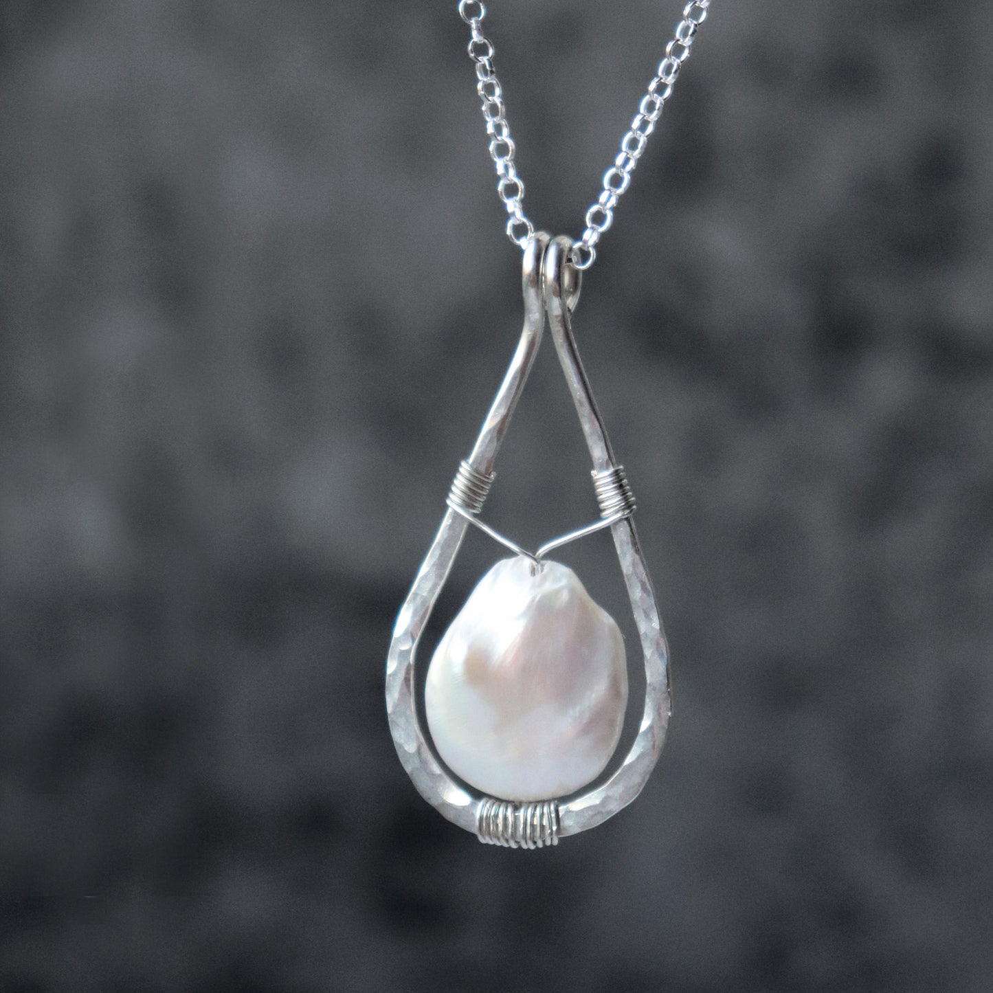 Raw Freshwater Pearl Teardrop Pendant Necklace