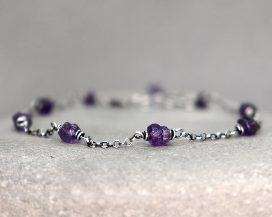 African Amethyst Chain Bracelet