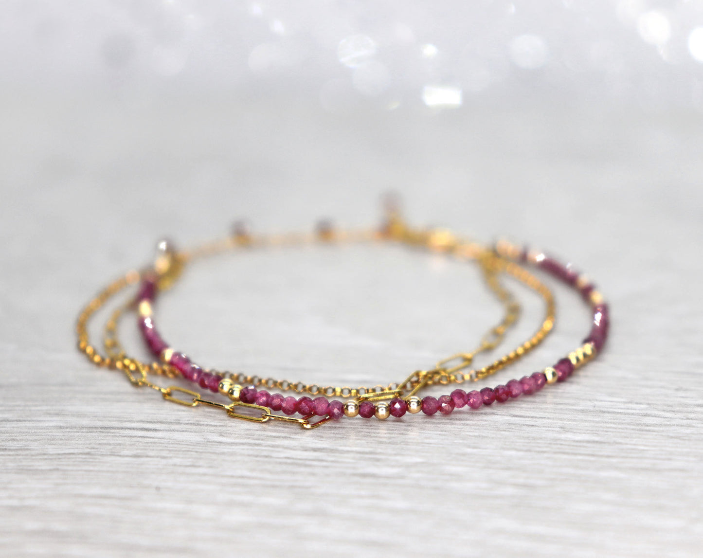 Multi Strand Ruby Bracelet