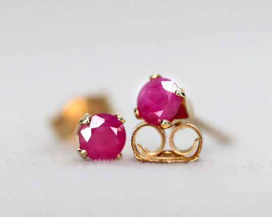 Raspberry Red Ruby Stud Earrings