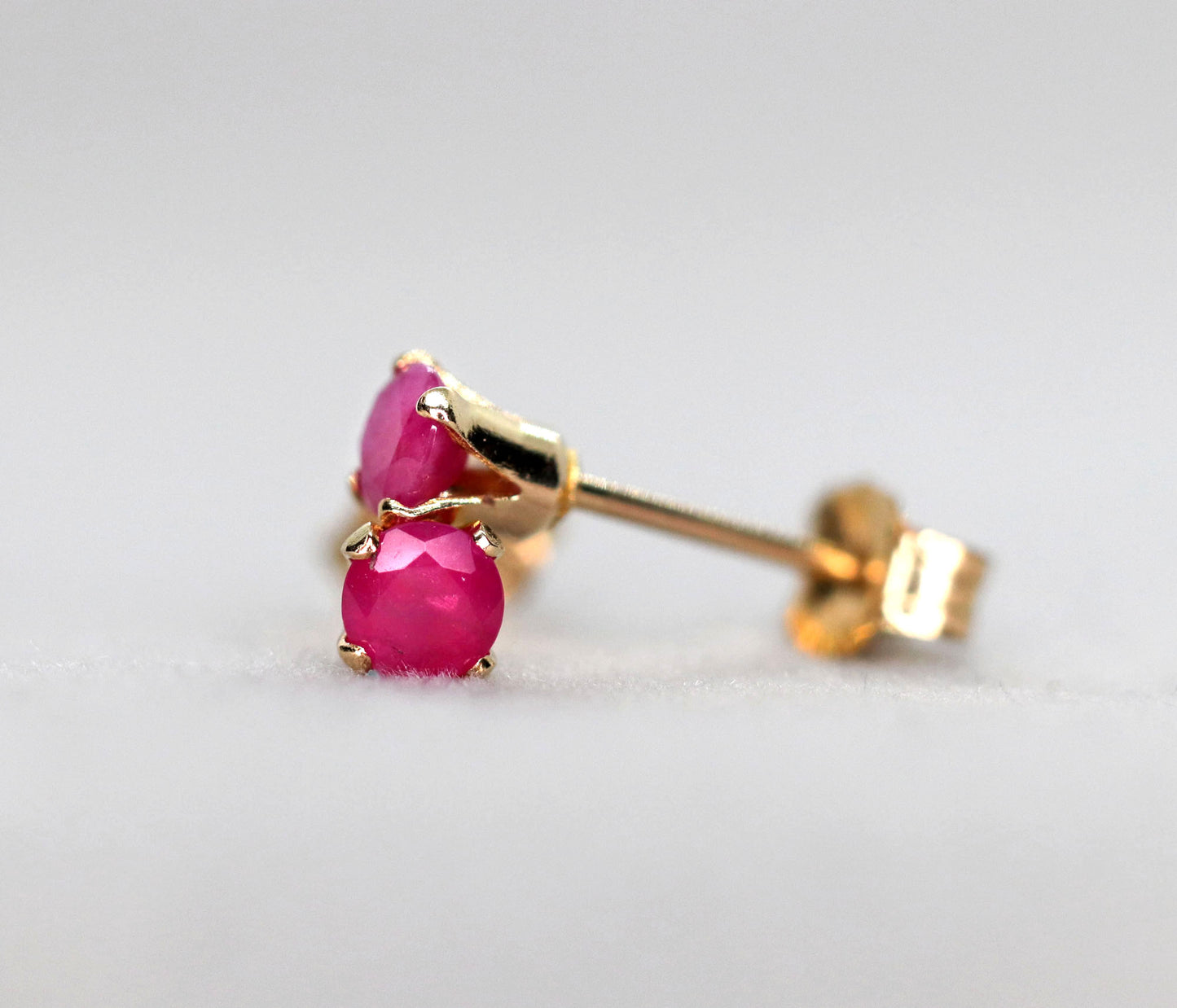 Raspberry Red Ruby Stud Earrings