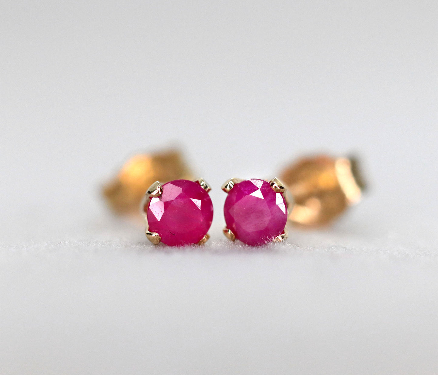 Raspberry Red Ruby Stud Earrings