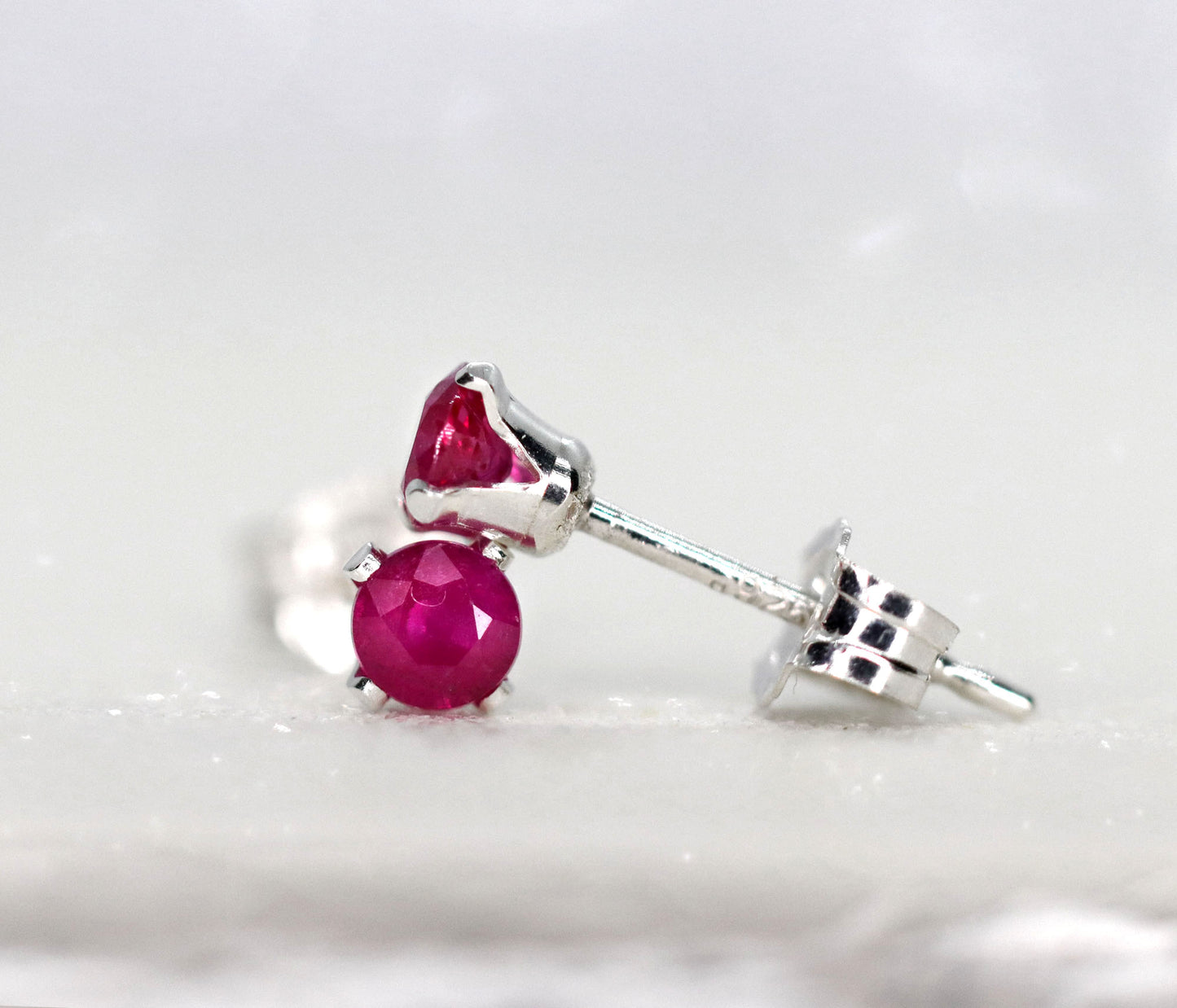 Raspberry Red Ruby Stud Earrings