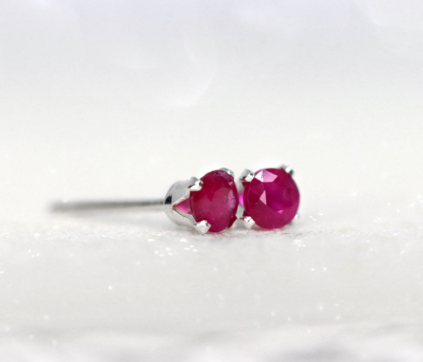 Raspberry Red Ruby Stud Earrings