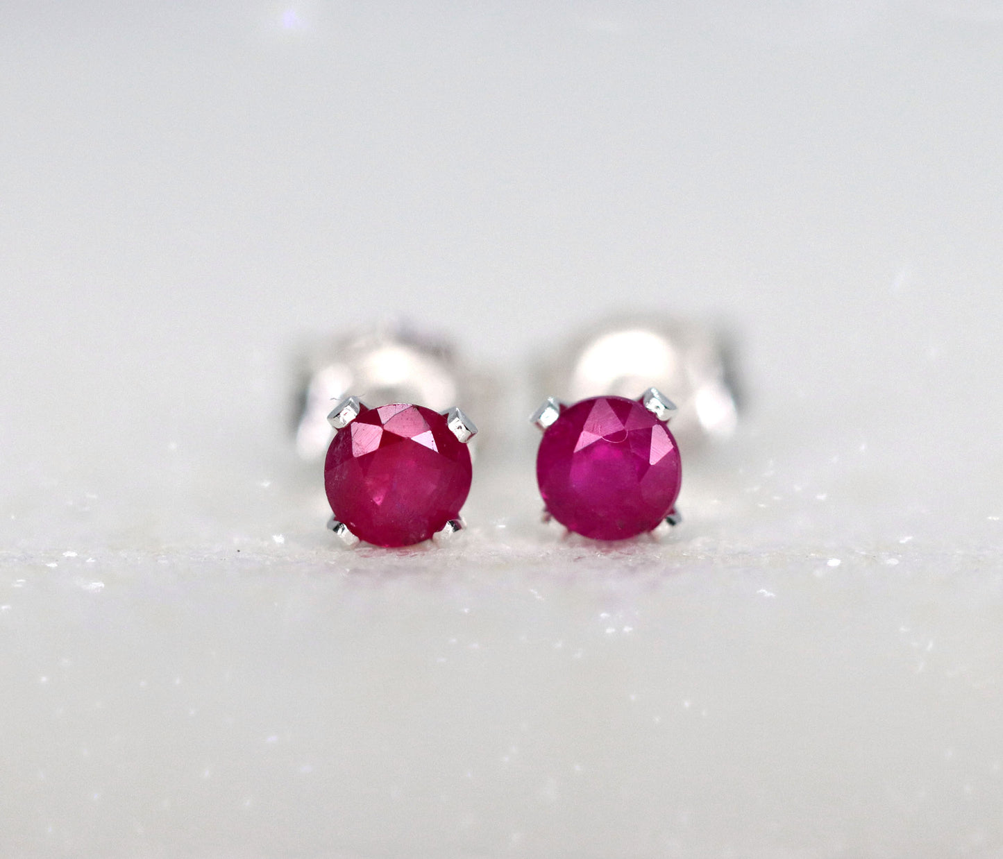 Raspberry Red Ruby Stud Earrings