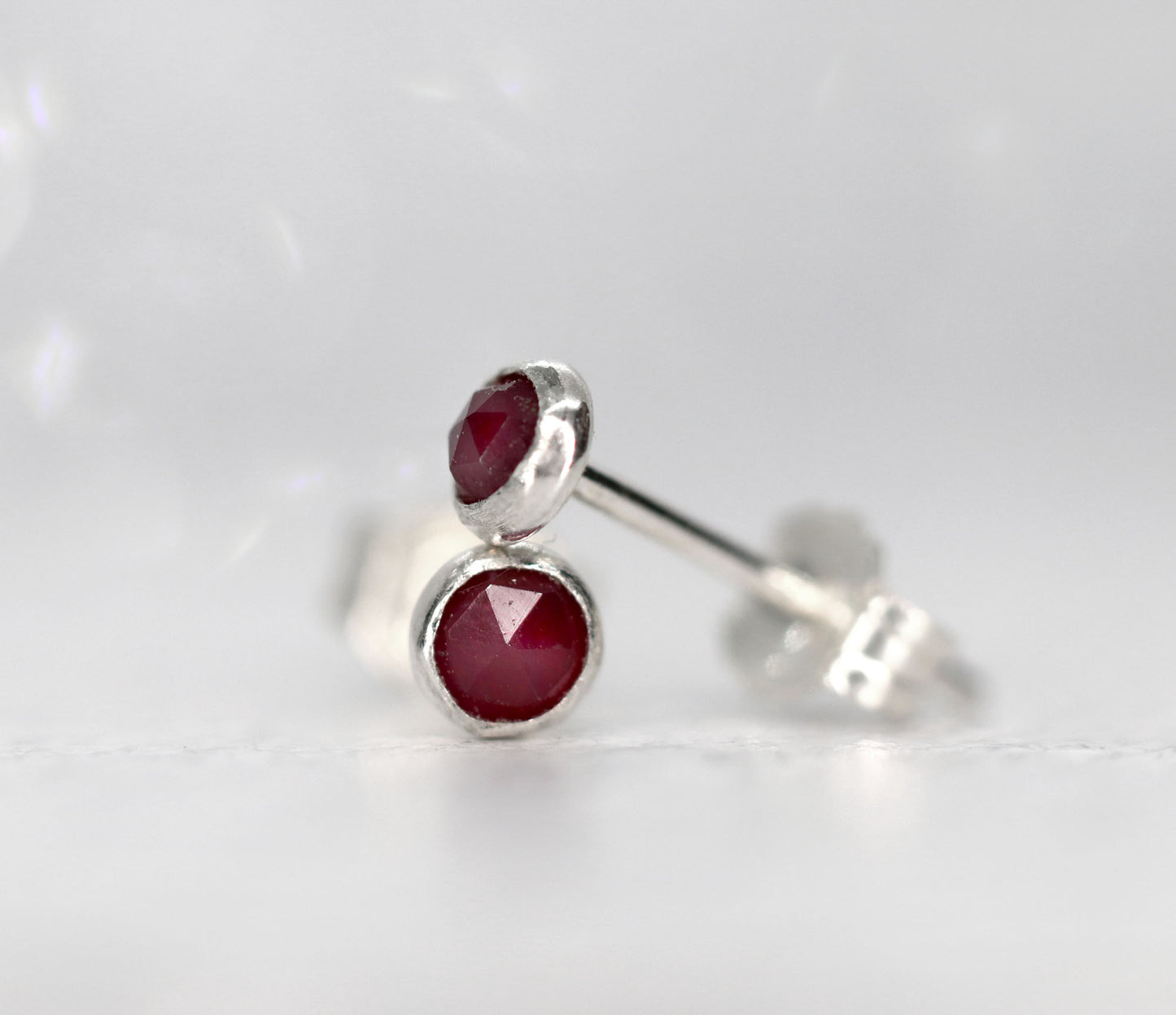 Tiny Ruby Stud Earrings