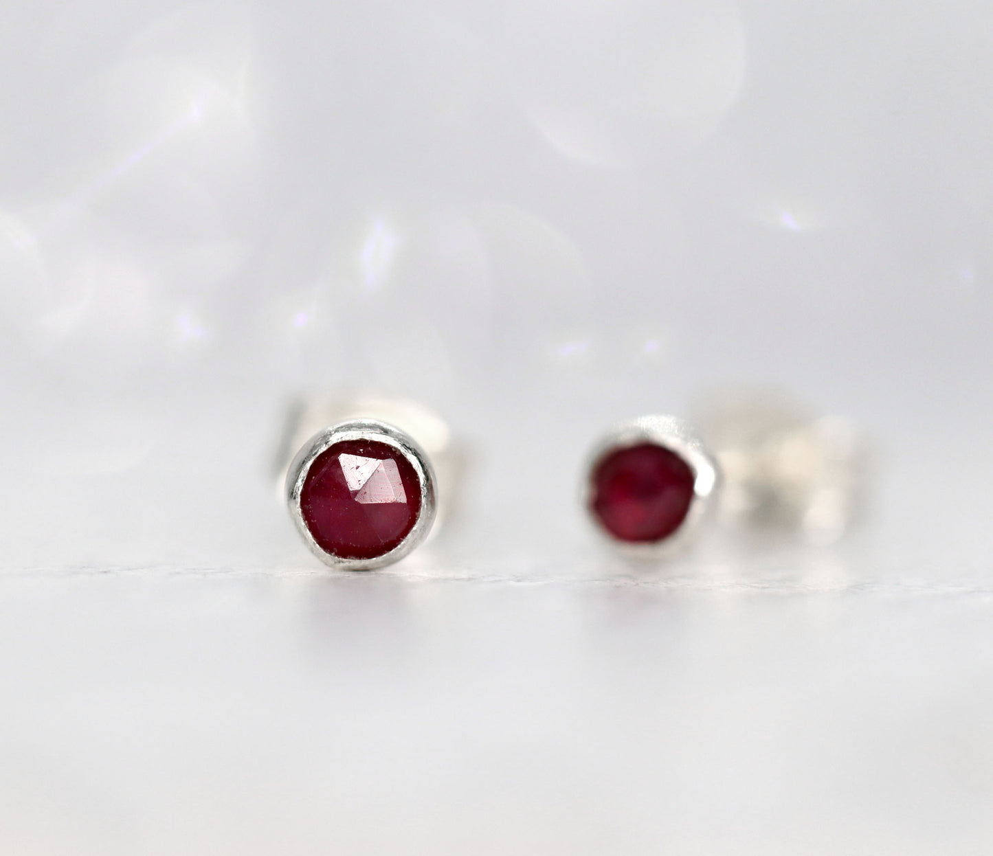 Tiny Ruby Stud Earrings