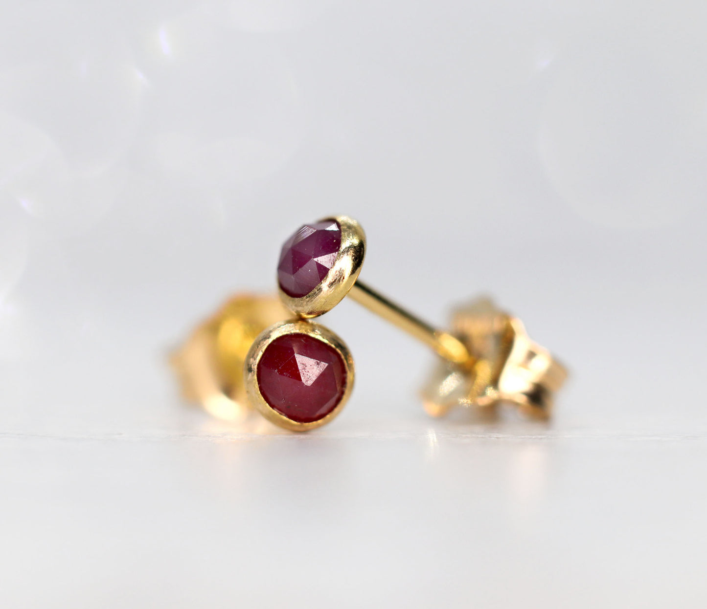 Tiny Ruby Stud Earrings