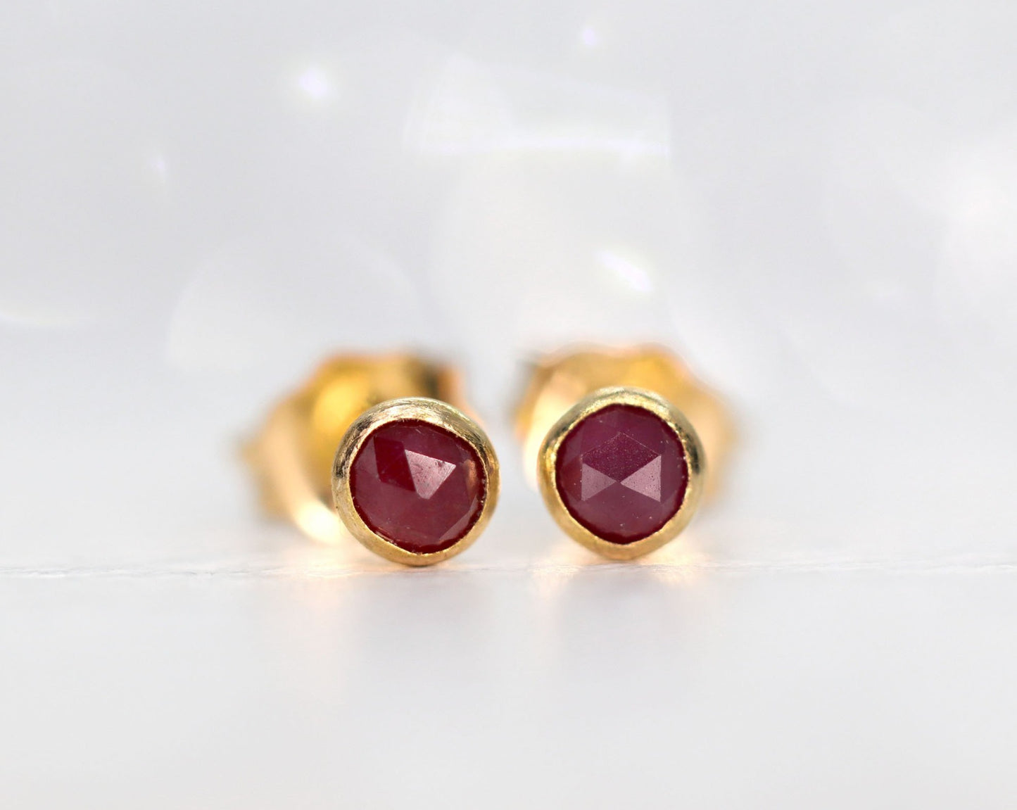 Tiny Ruby Stud Earrings