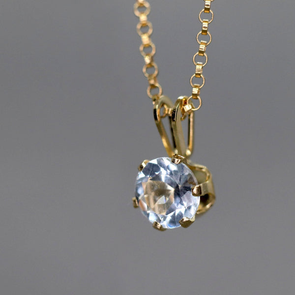 Faceted Blue Aquamarine Necklace, March Birthstone