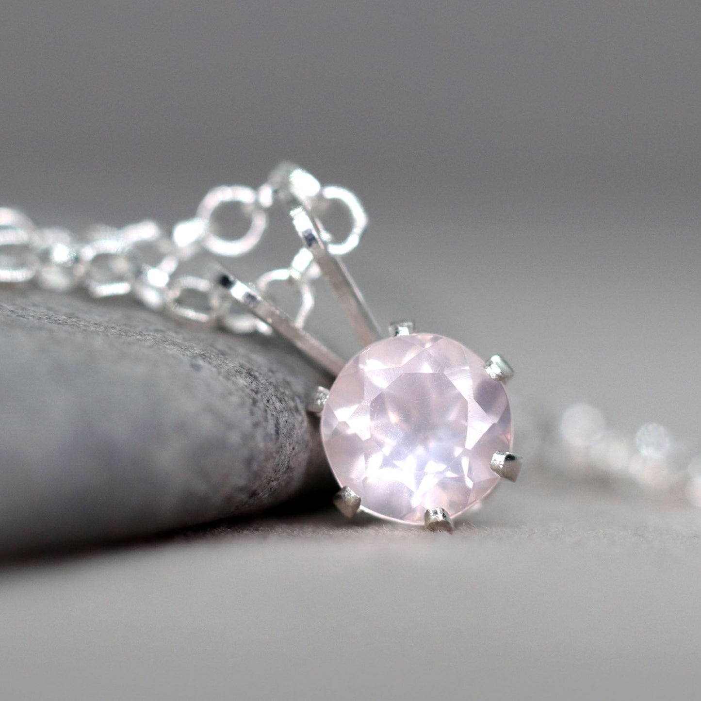 Faceted Rose Quartz Necklace, Universal Love Stone