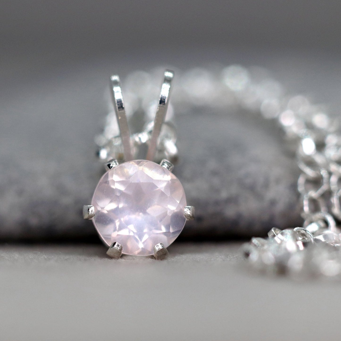 Faceted Rose Quartz Necklace, Universal Love Stone