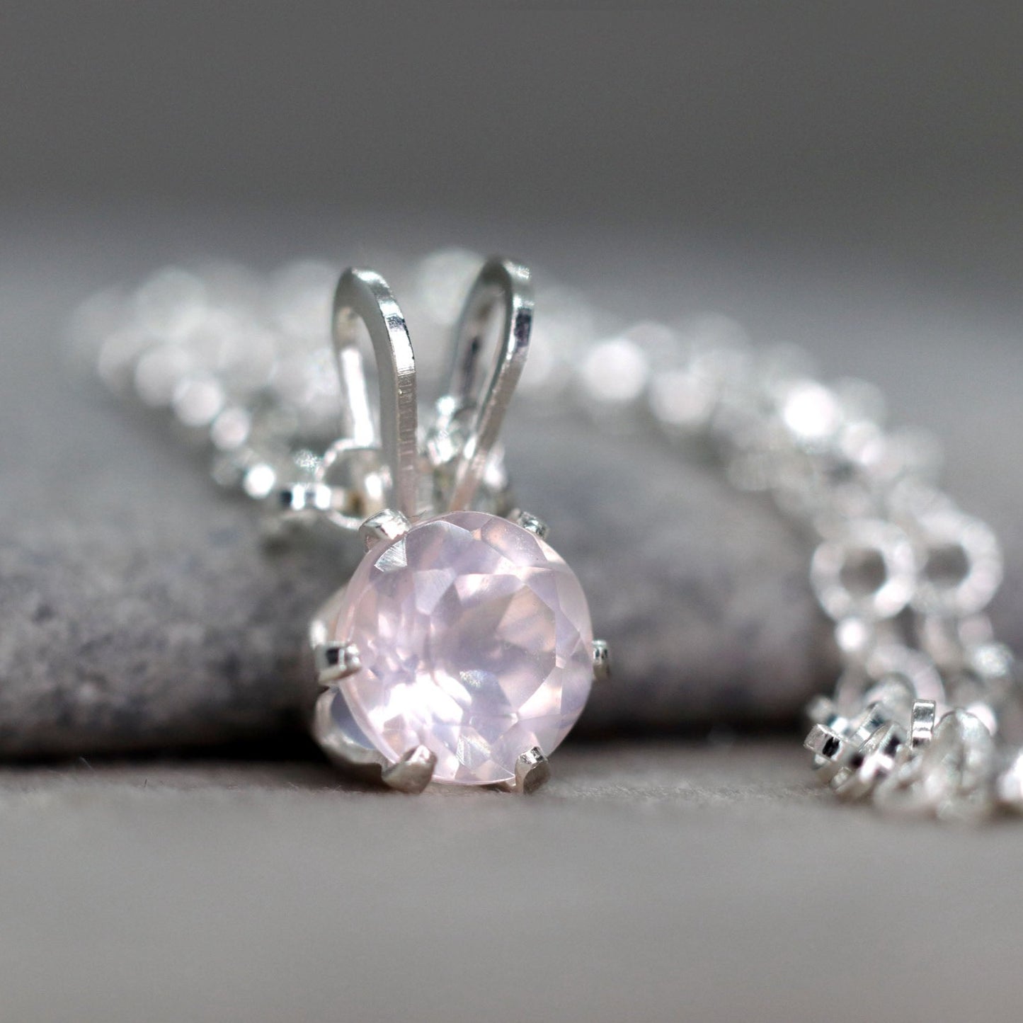 Faceted Rose Quartz Necklace, Universal Love Stone