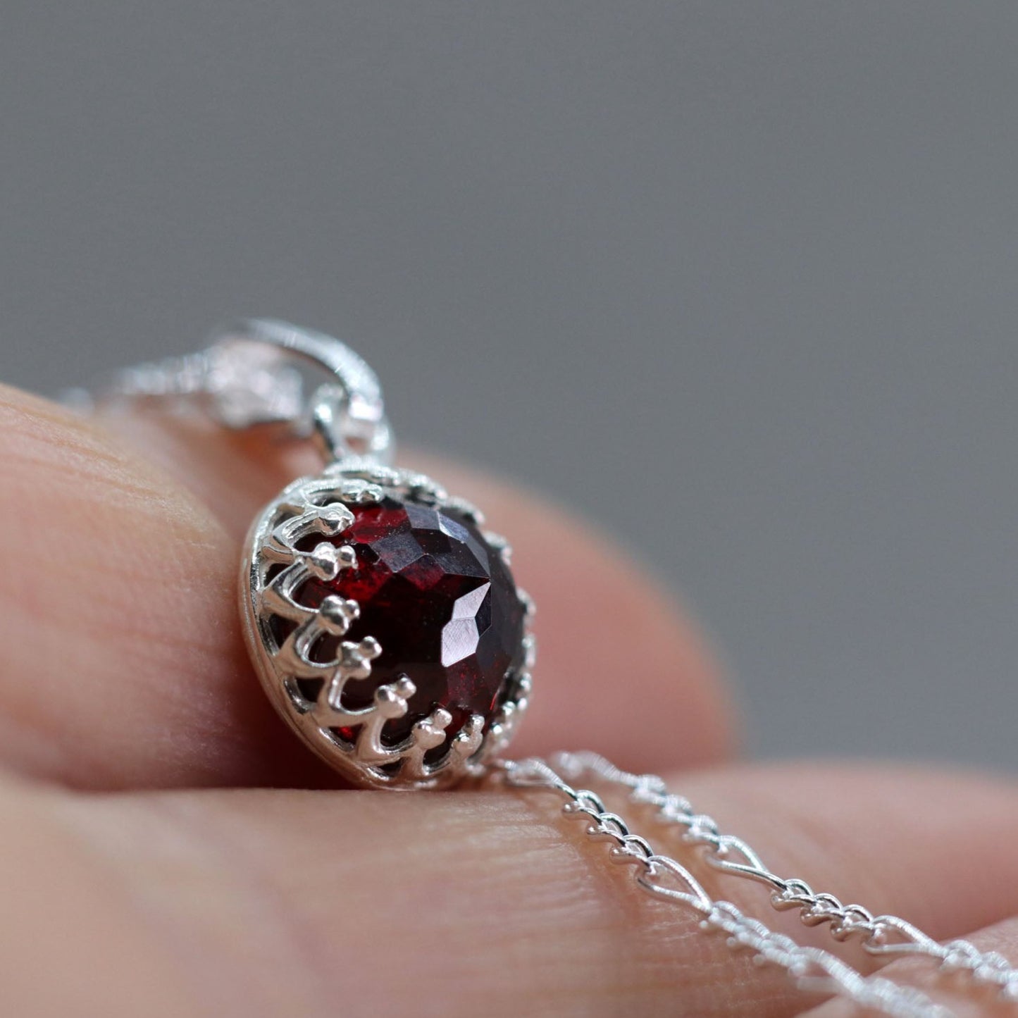 Almandine Garnet Pendant Necklace