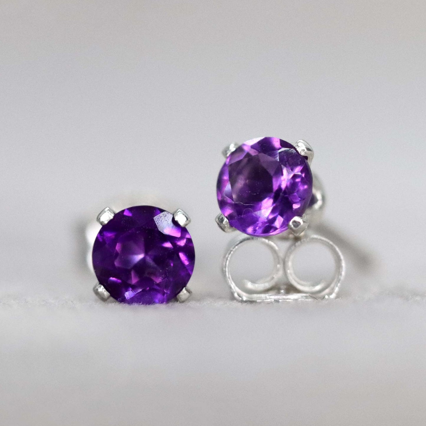 African Amethyst Stud Earrings