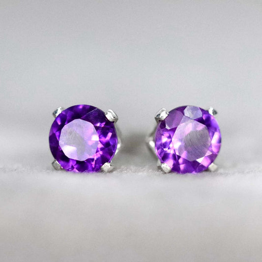 African Amethyst Stud Earrings