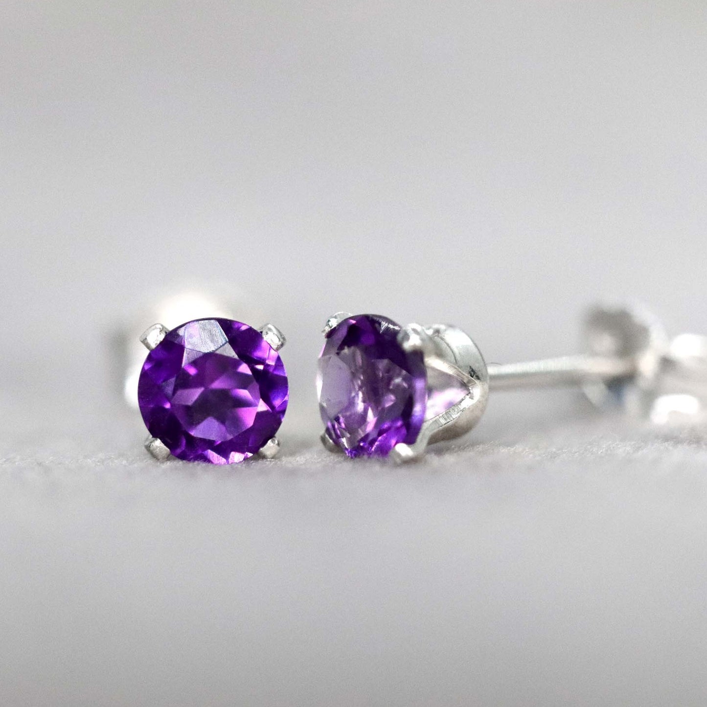 Faceted African Amethyst Stud Earrings