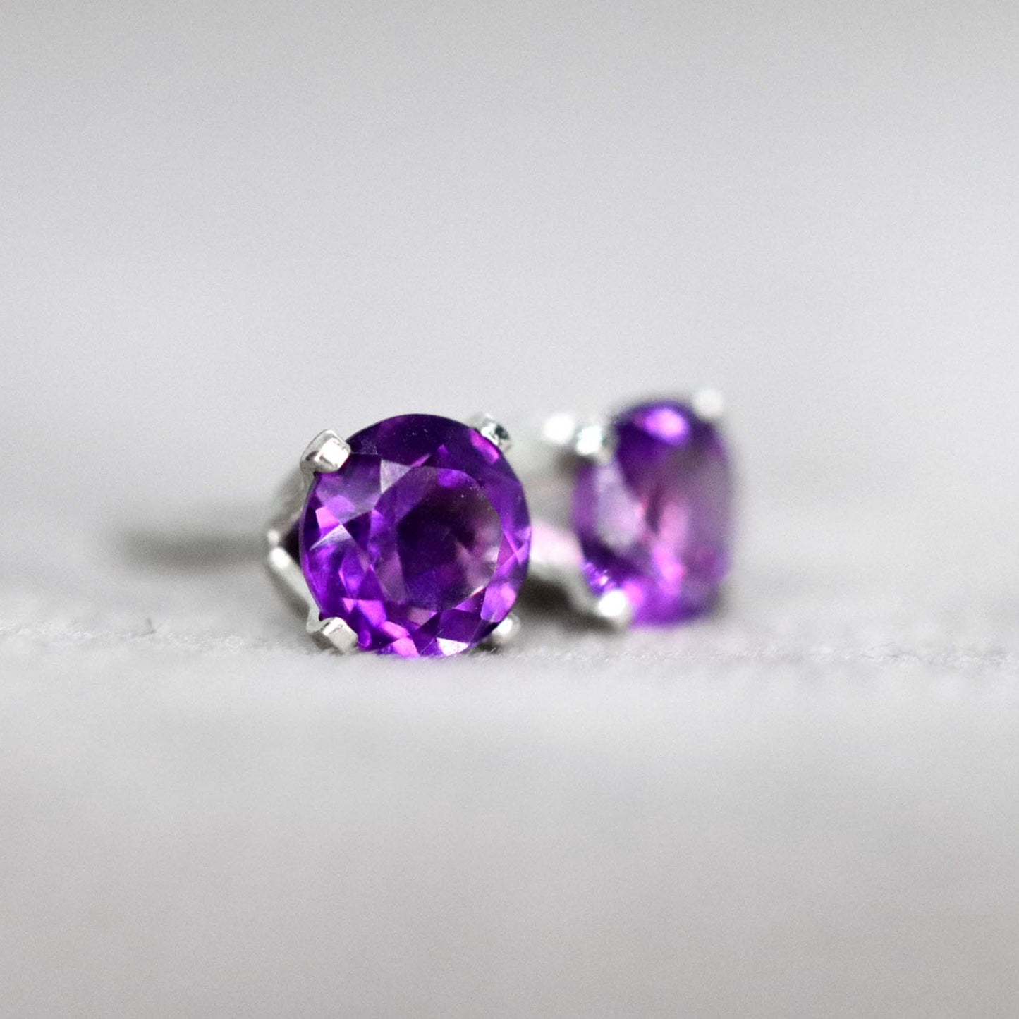 Faceted African Amethyst Stud Earrings