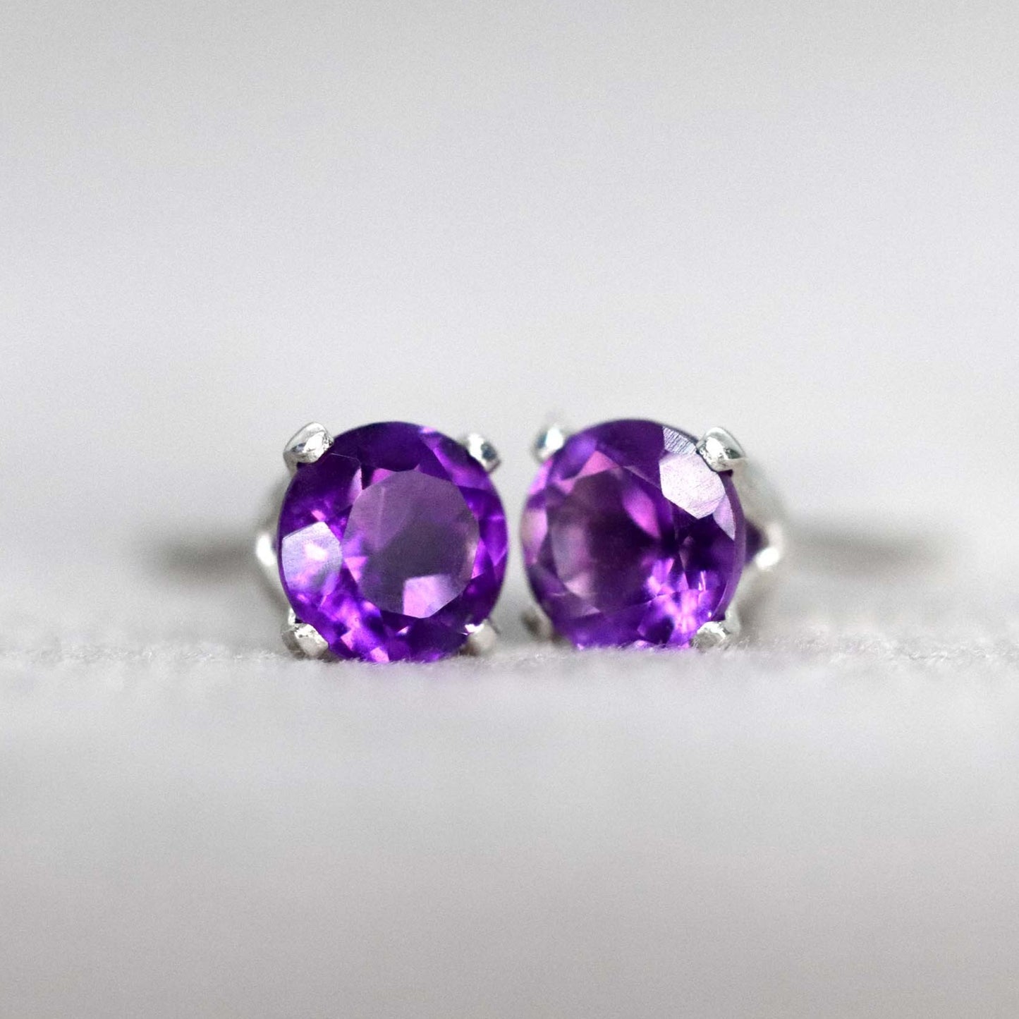 African Amethyst Stud Earrings