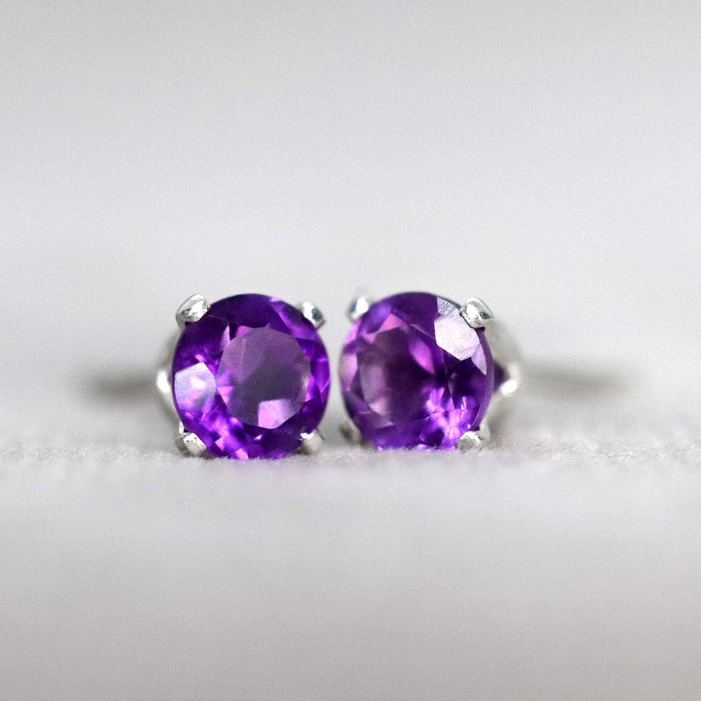 Faceted African Amethyst Stud Earrings