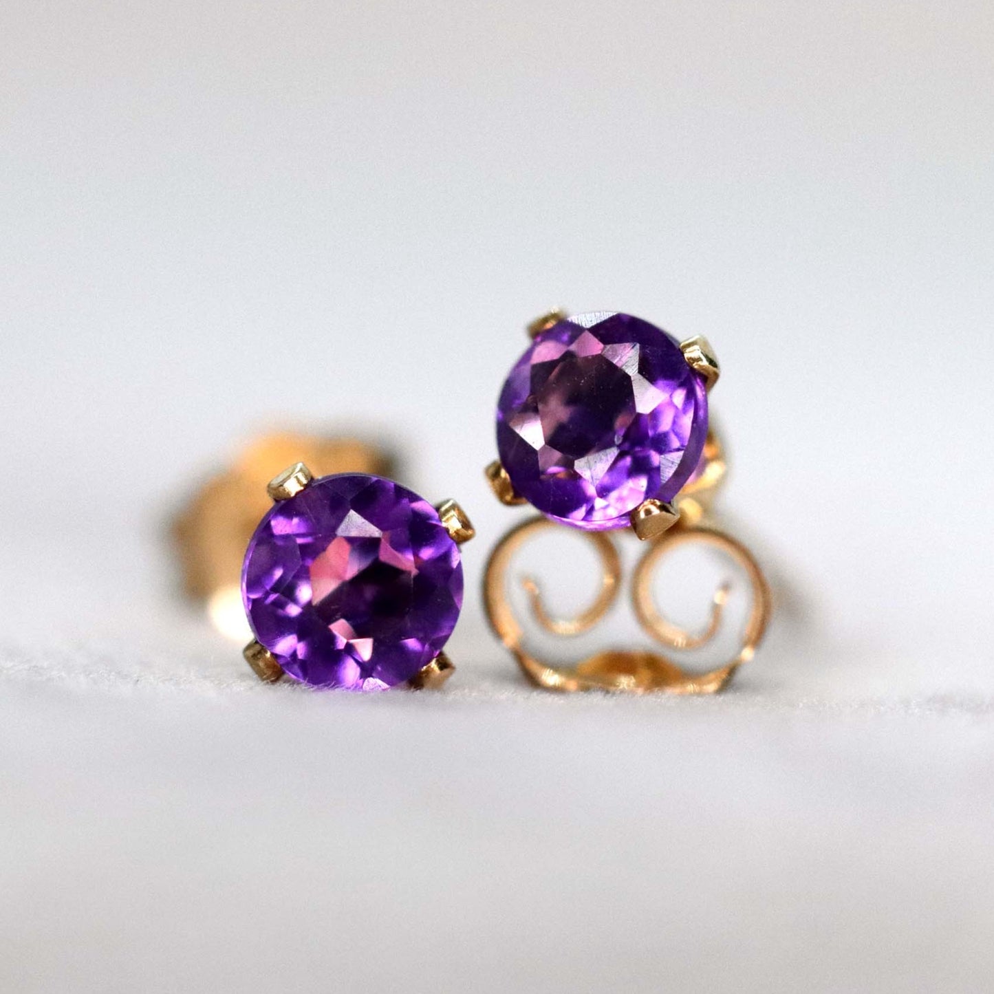 Faceted African Amethyst Stud Earrings