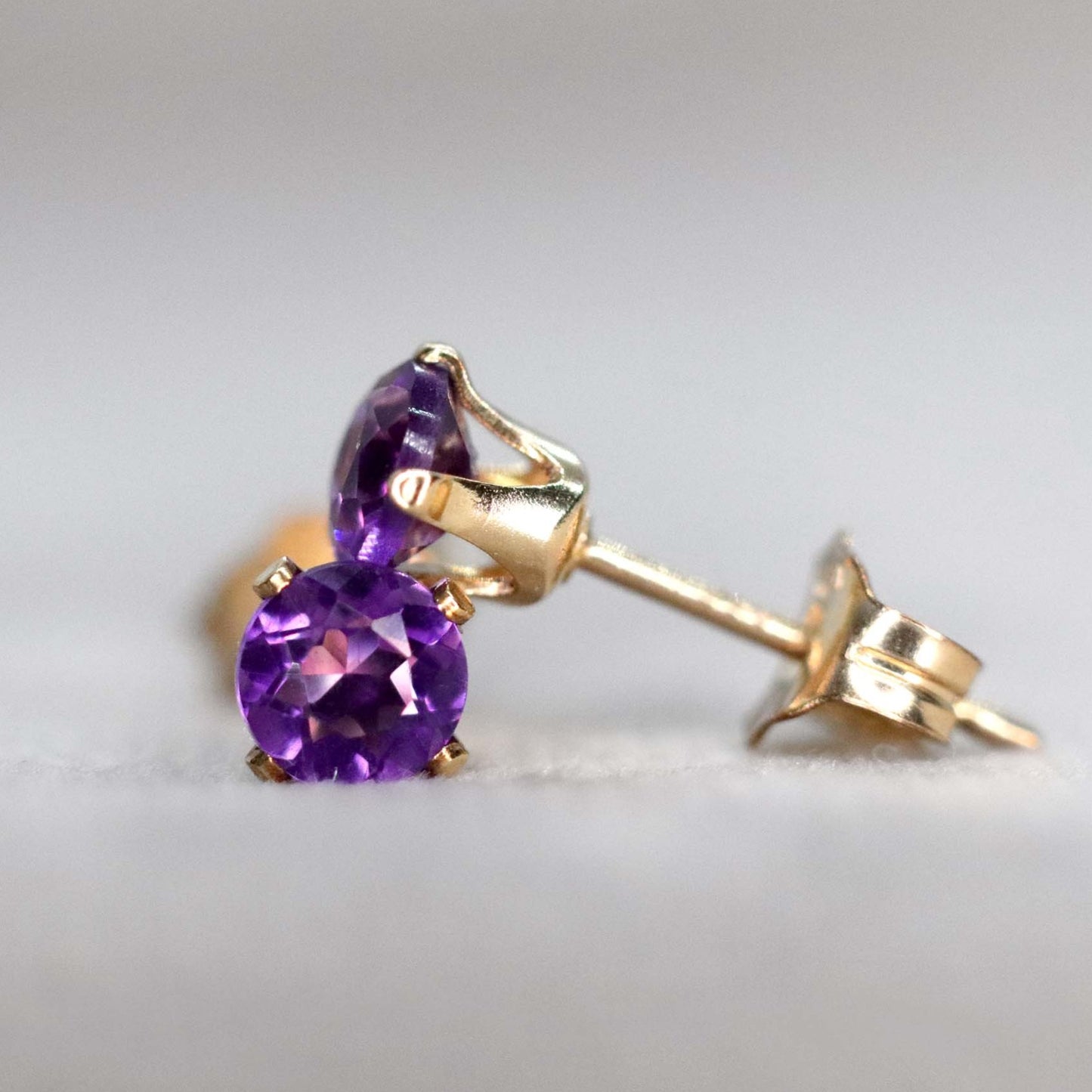 Faceted African Amethyst Stud Earrings