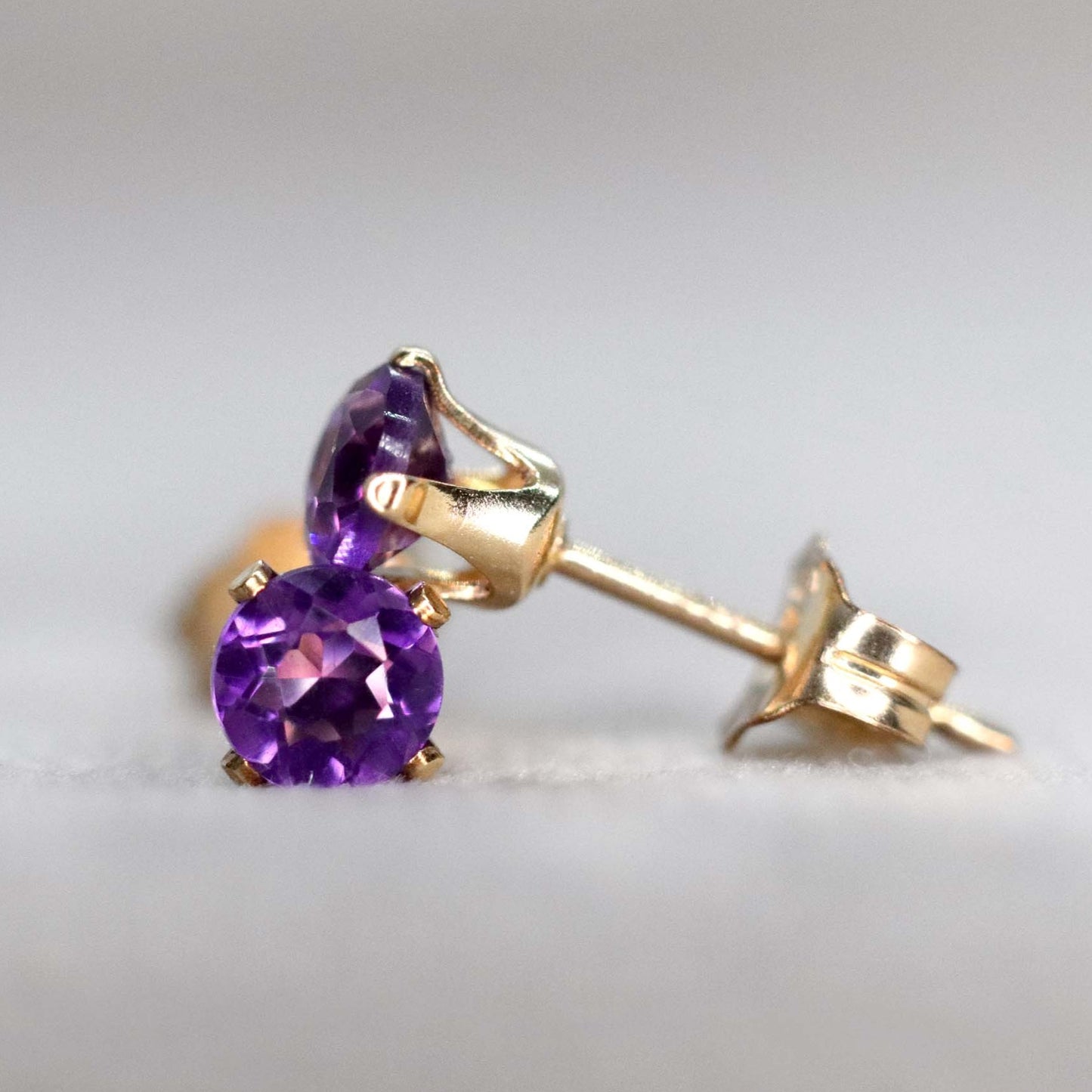 African Amethyst Stud Earrings