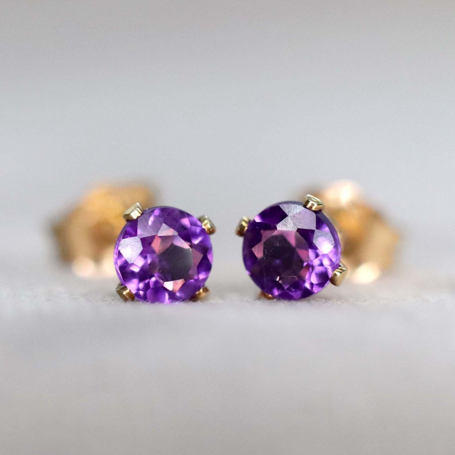 Faceted African Amethyst Stud Earrings