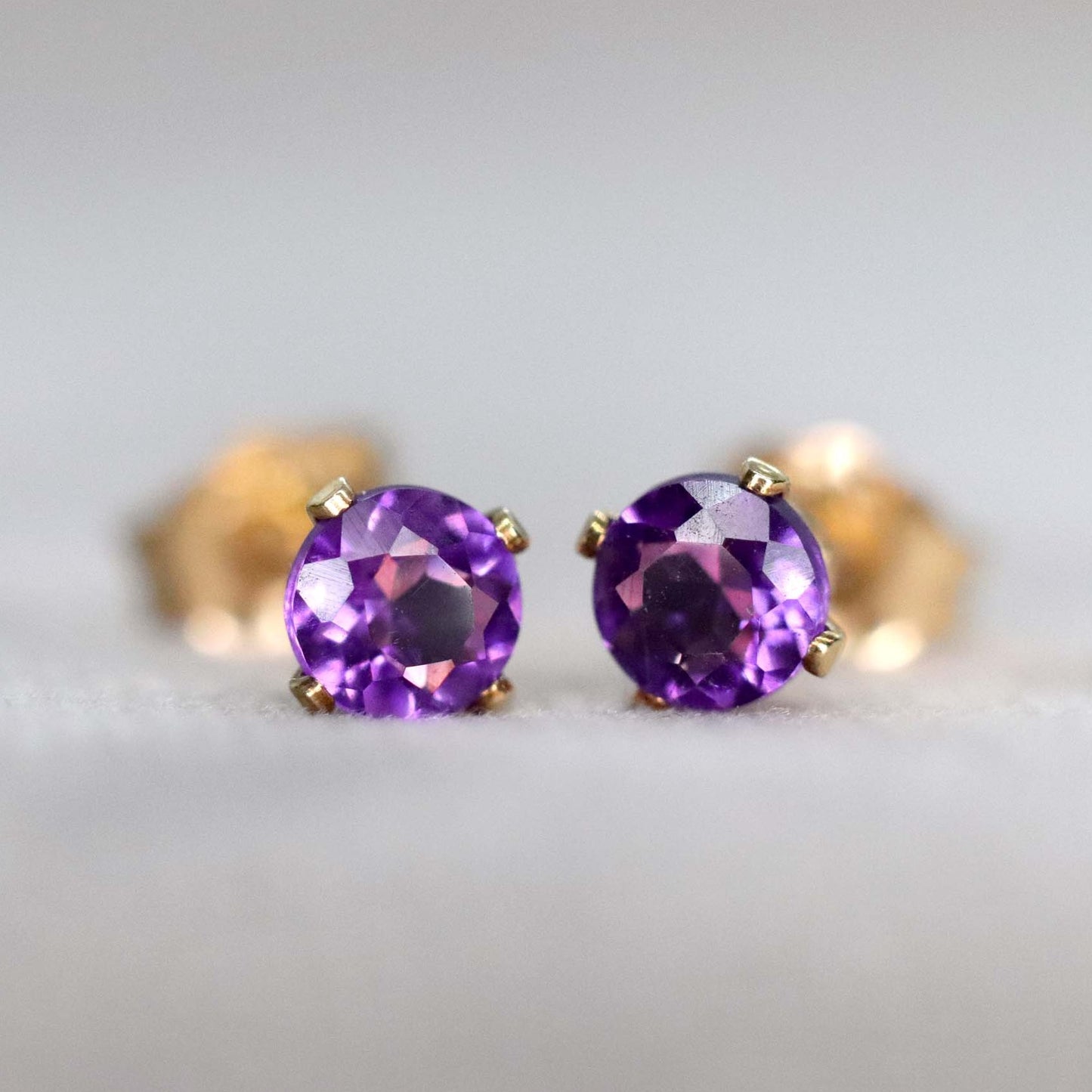 African Amethyst Stud Earrings