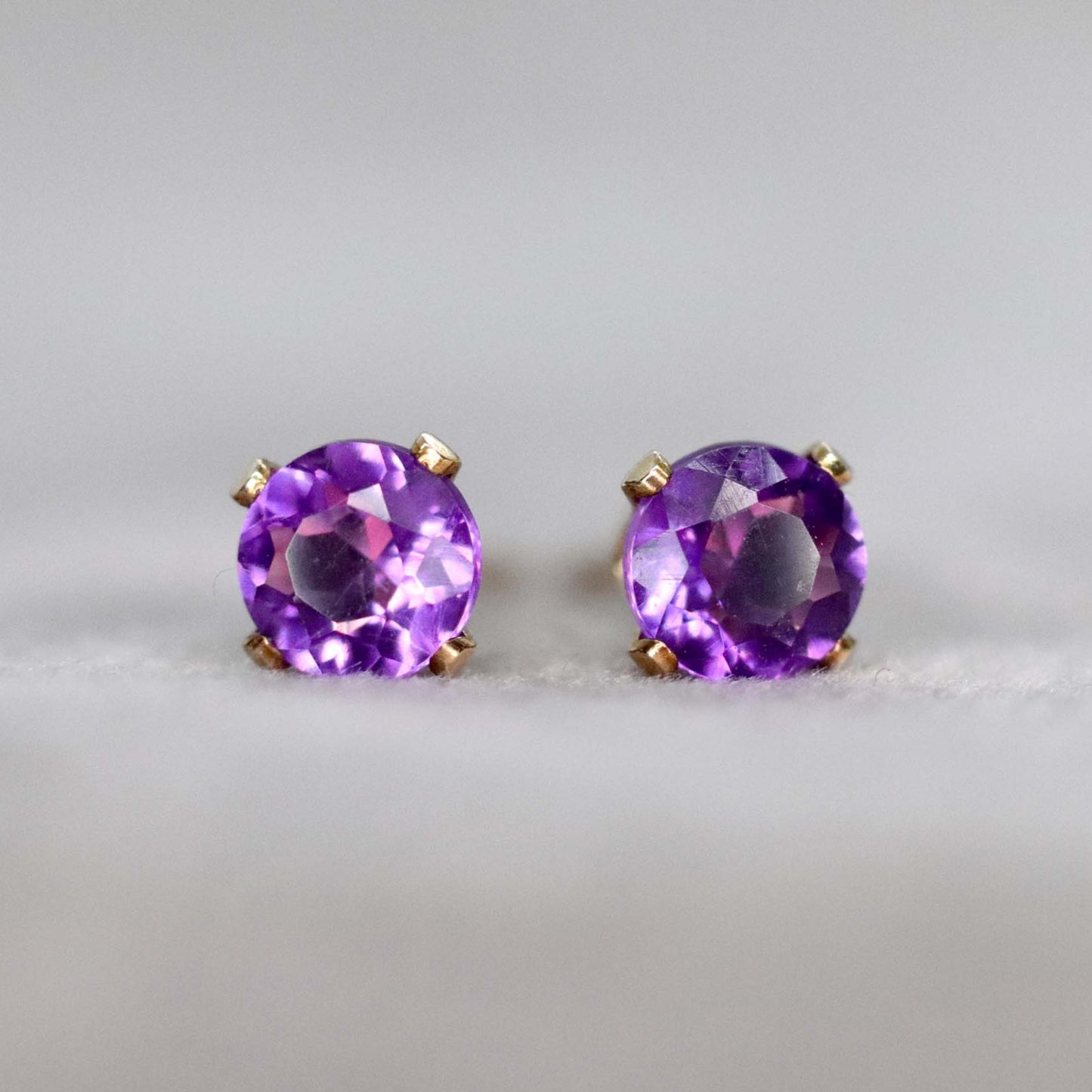 Faceted African Amethyst Stud Earrings