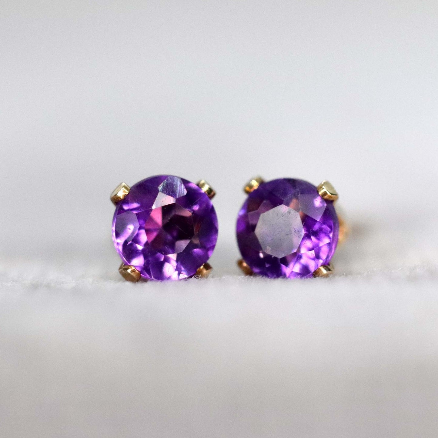 African Amethyst Stud Earrings