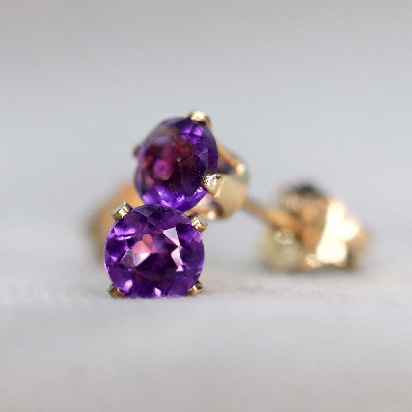 Faceted African Amethyst Stud Earrings