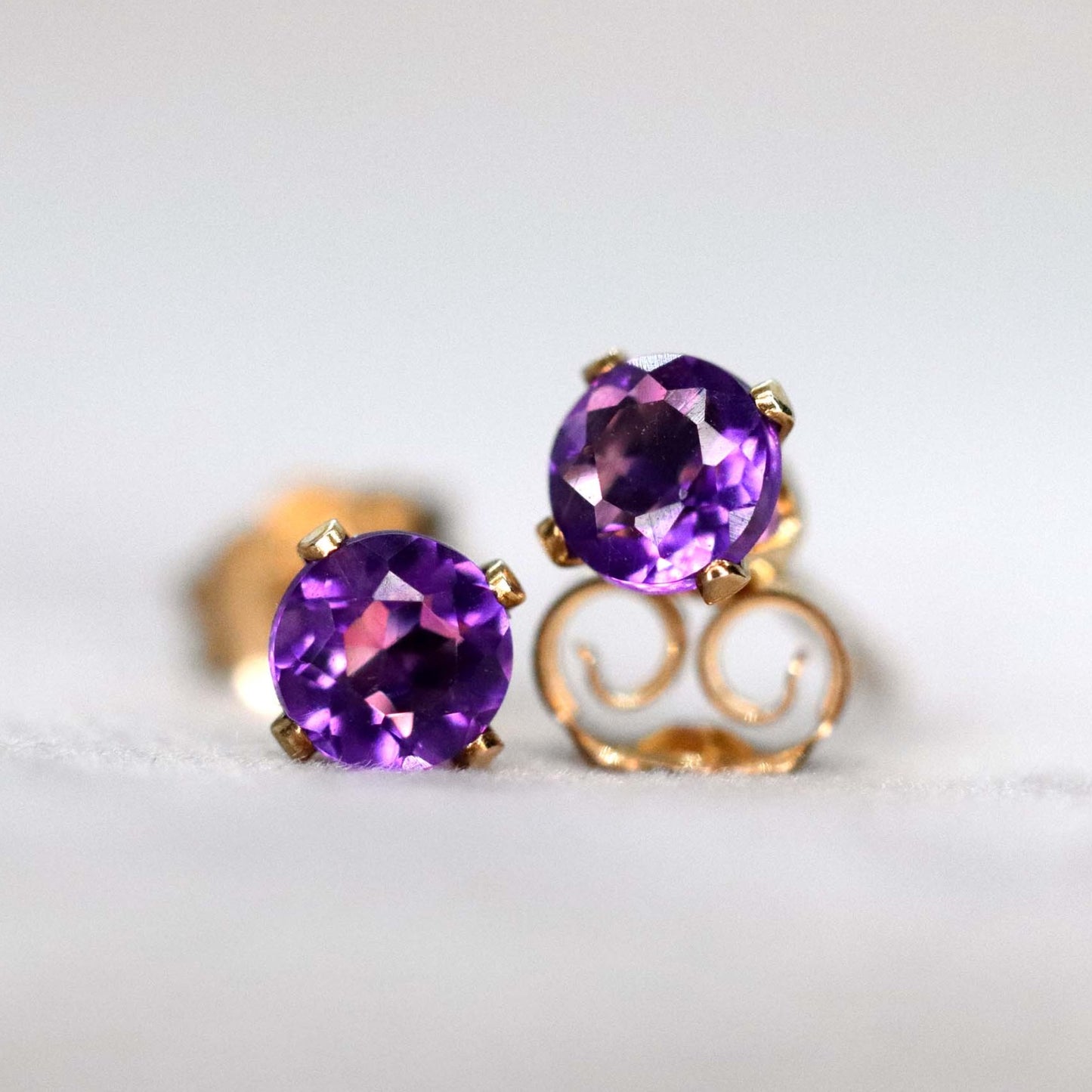 African Amethyst Stud Earrings