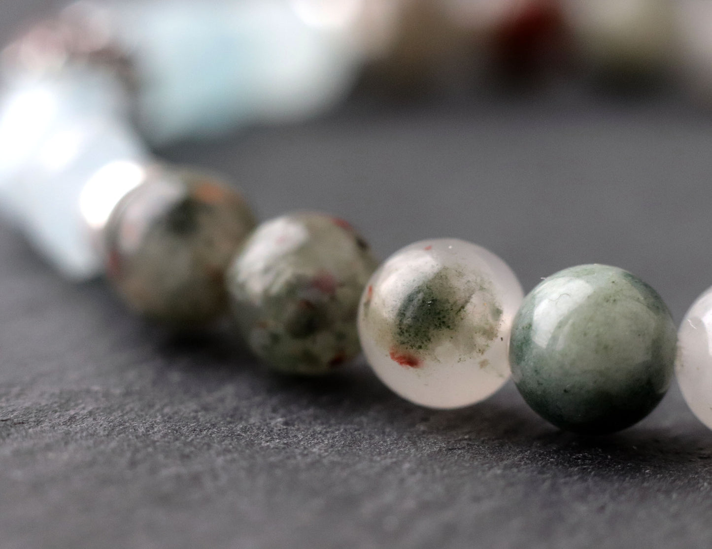 African Bloodstone and Aquamarine, March Birthstone Bracelet