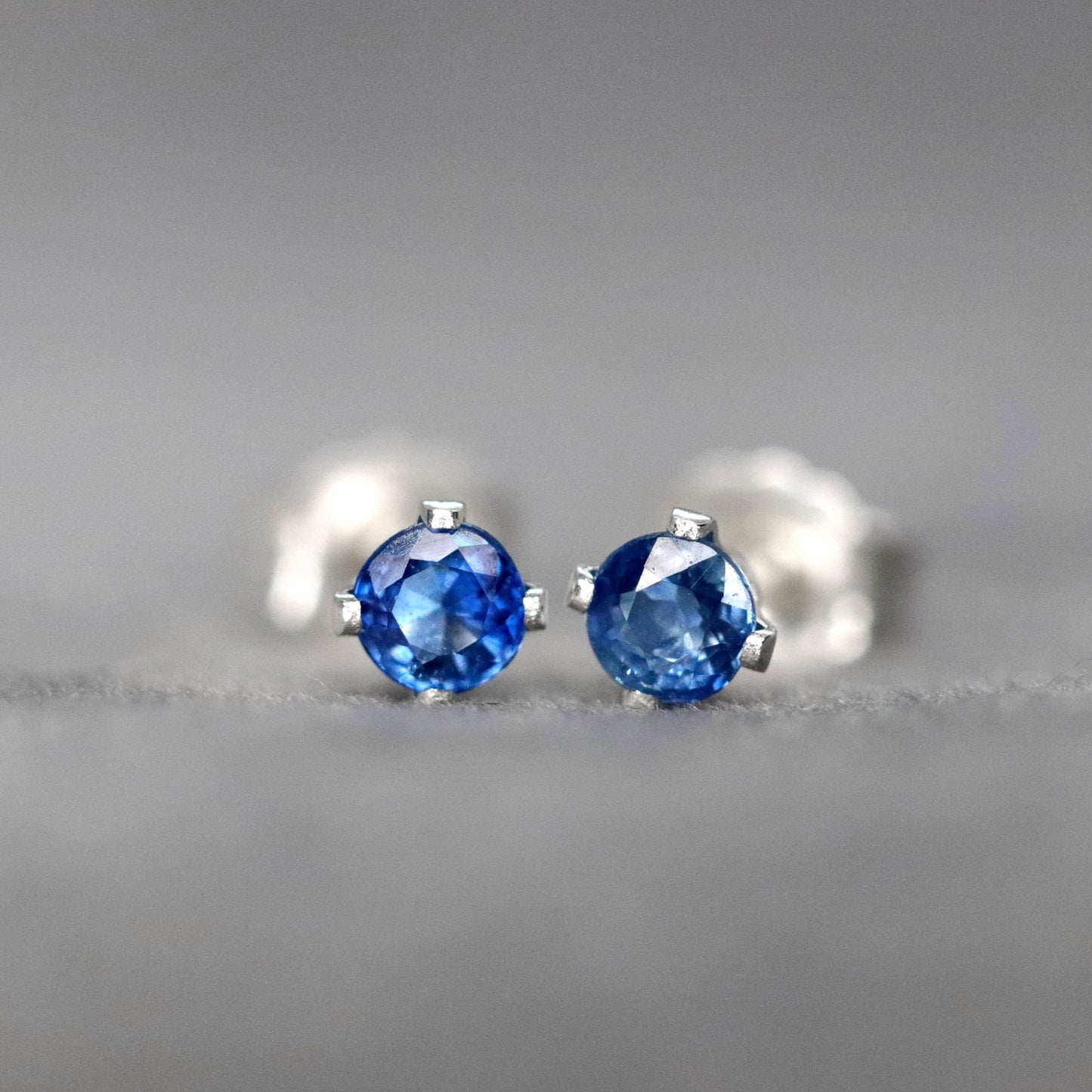 African Sapphire Stud Earrings, Single or Pair