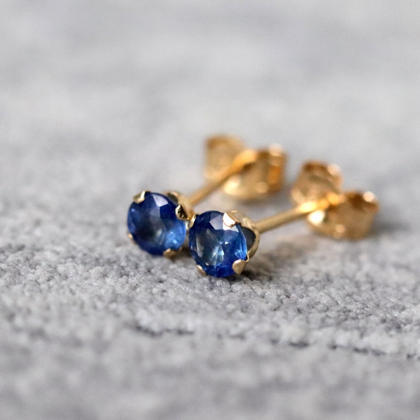 African Sapphire Stud Earrings, Single or Pair