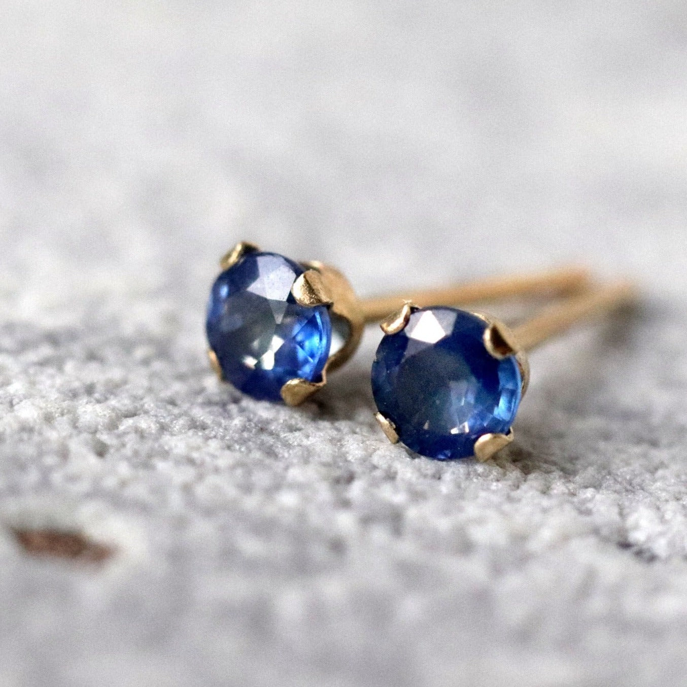 African Sapphire Stud Earrings, Single or Pair