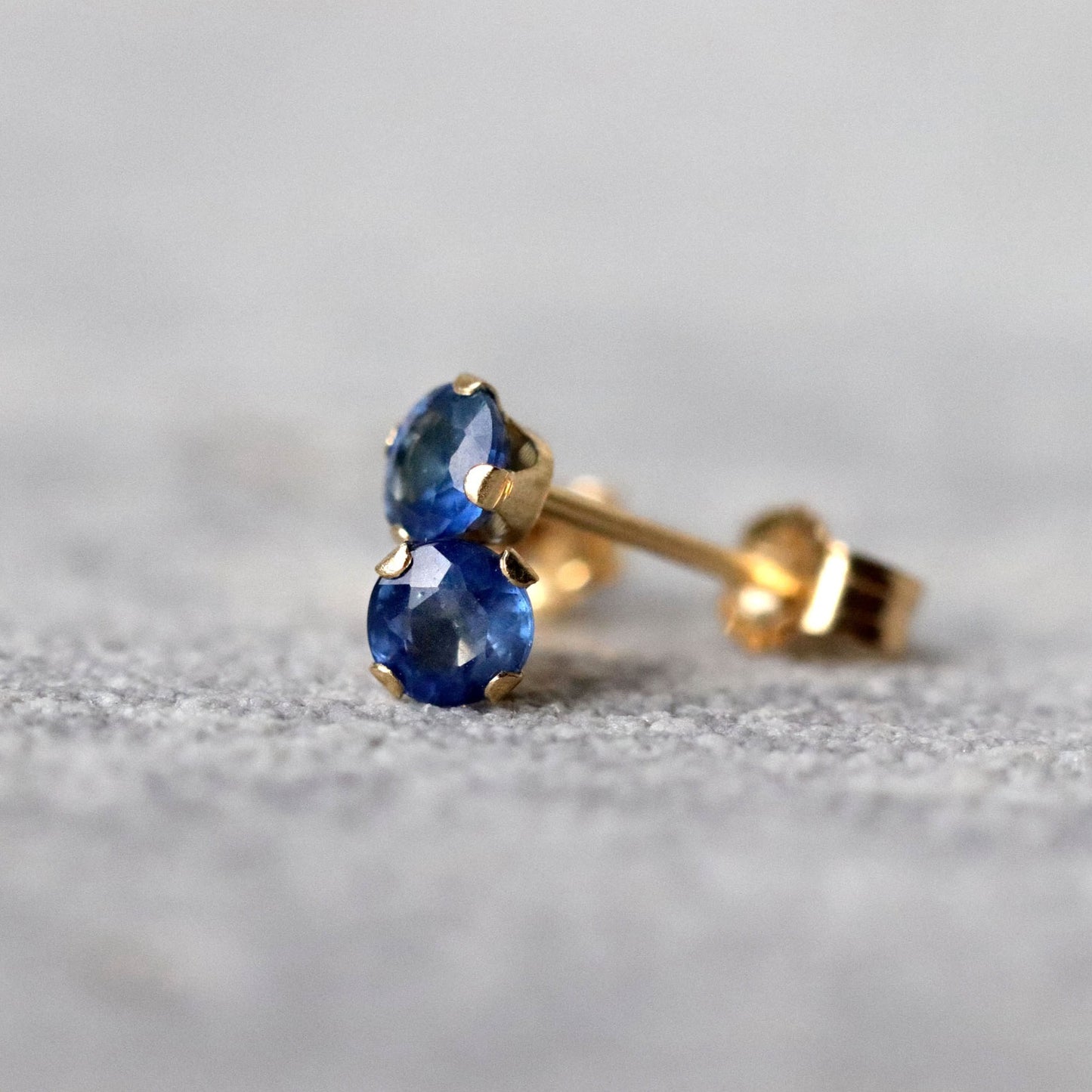 African Sapphire Stud Earrings, Single or Pair