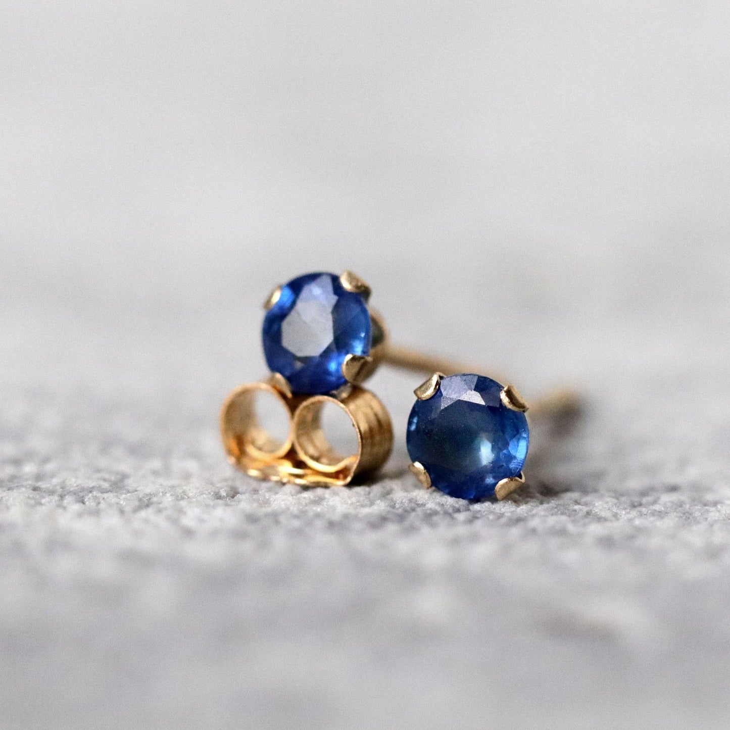 African Sapphire Stud Earrings, Single or Pair