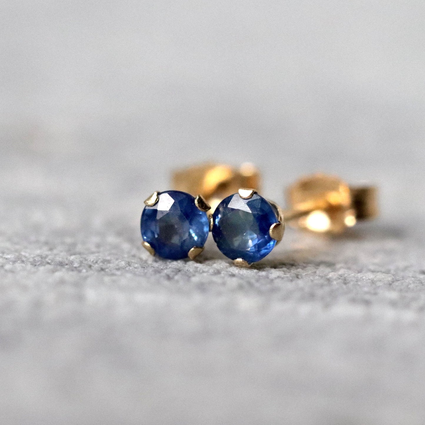 African Sapphire Stud Earrings, Single or Pair