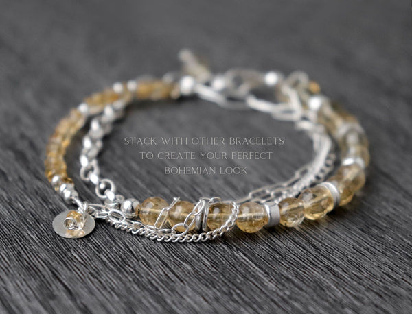 Citrine and Mixed Chains Bracelet