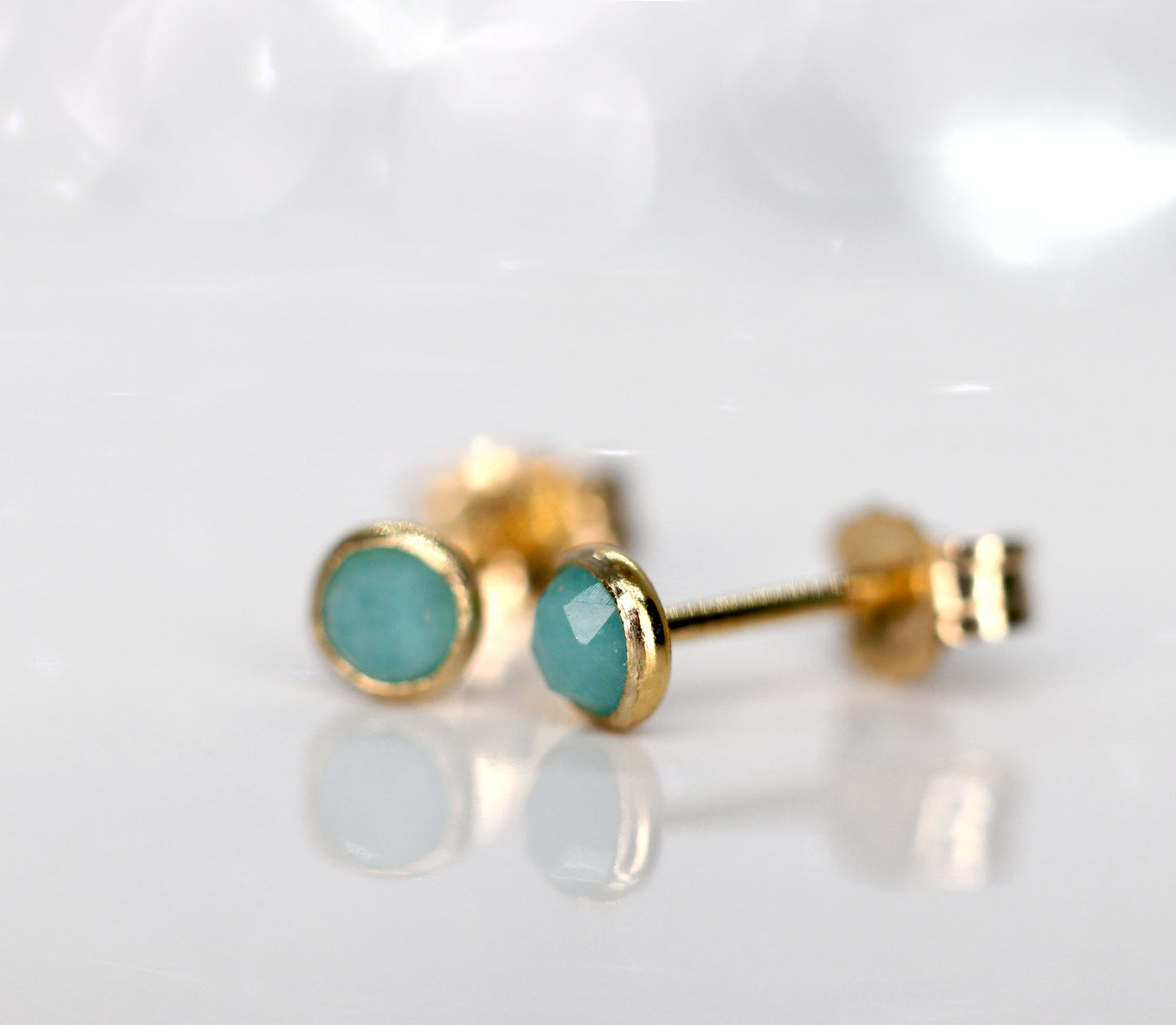 Tiny Amazonite Stud Earrings, Single or Pair