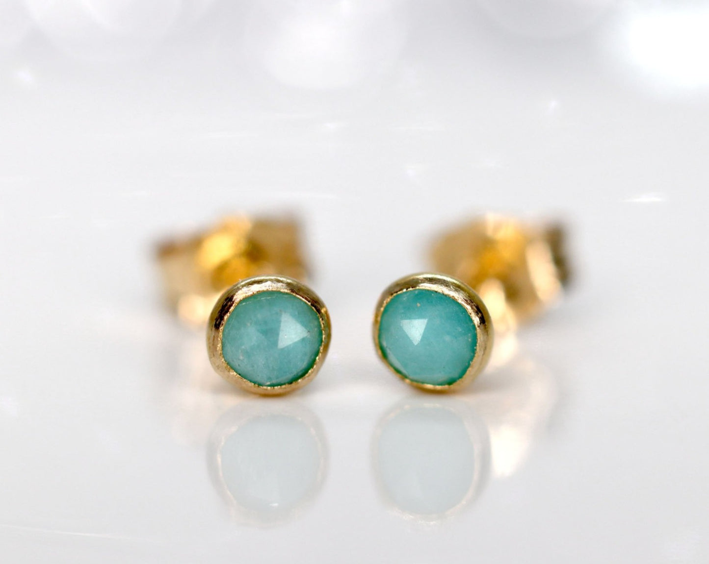 Tiny Amazonite Stud Earrings, Single or Pair