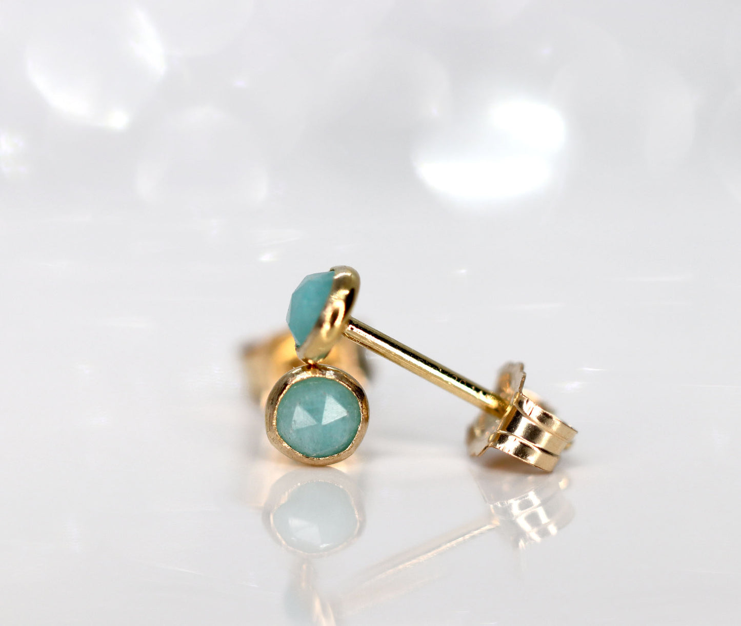 Tiny Amazonite Stud Earrings, Single or Pair