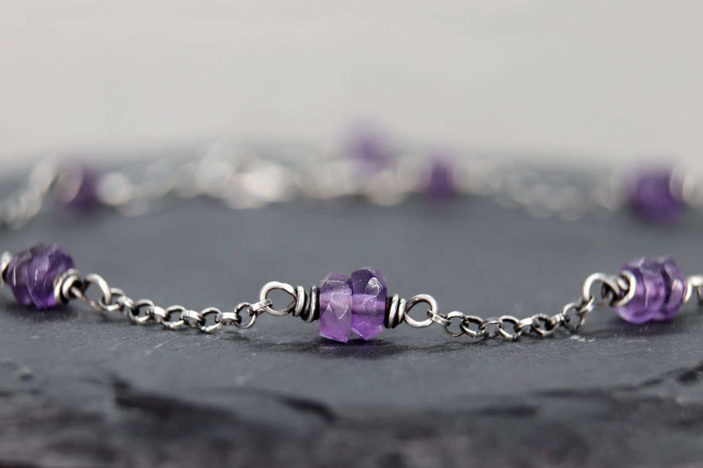 African Amethyst Chain Bracelet