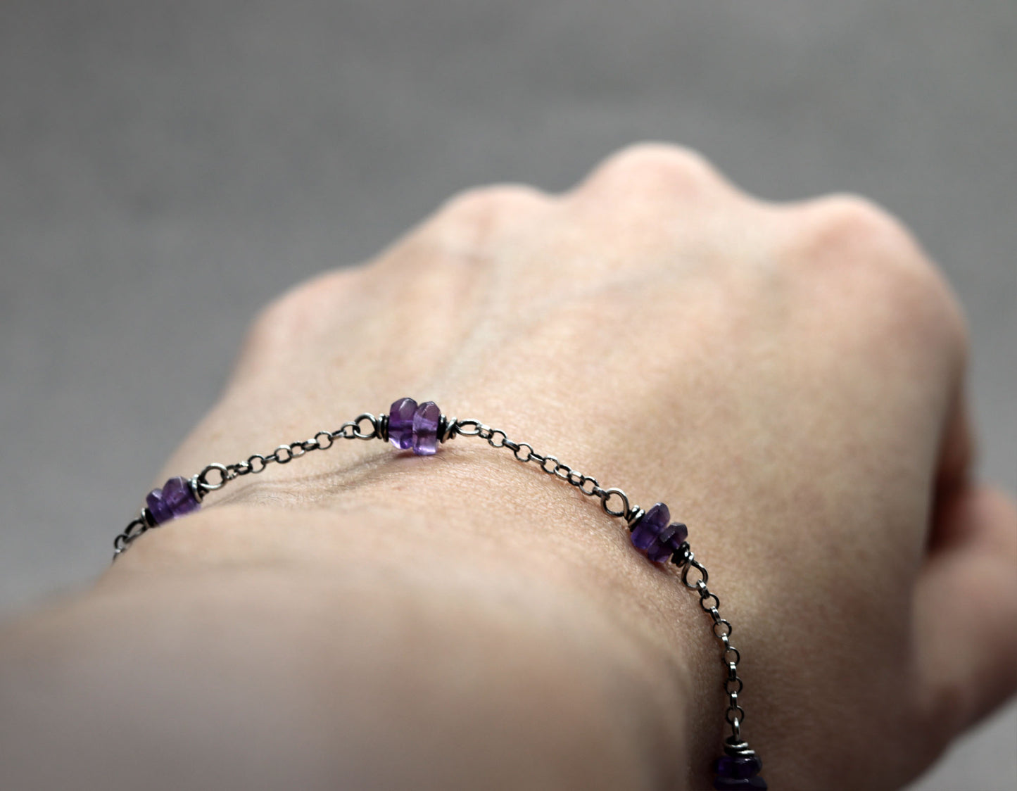 African Amethyst Chain Bracelet