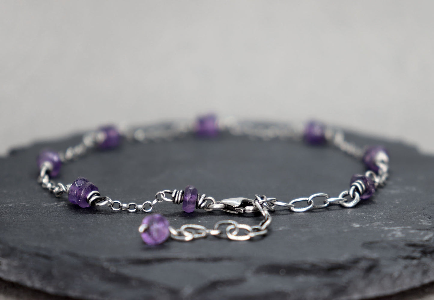 African Amethyst Chain Bracelet