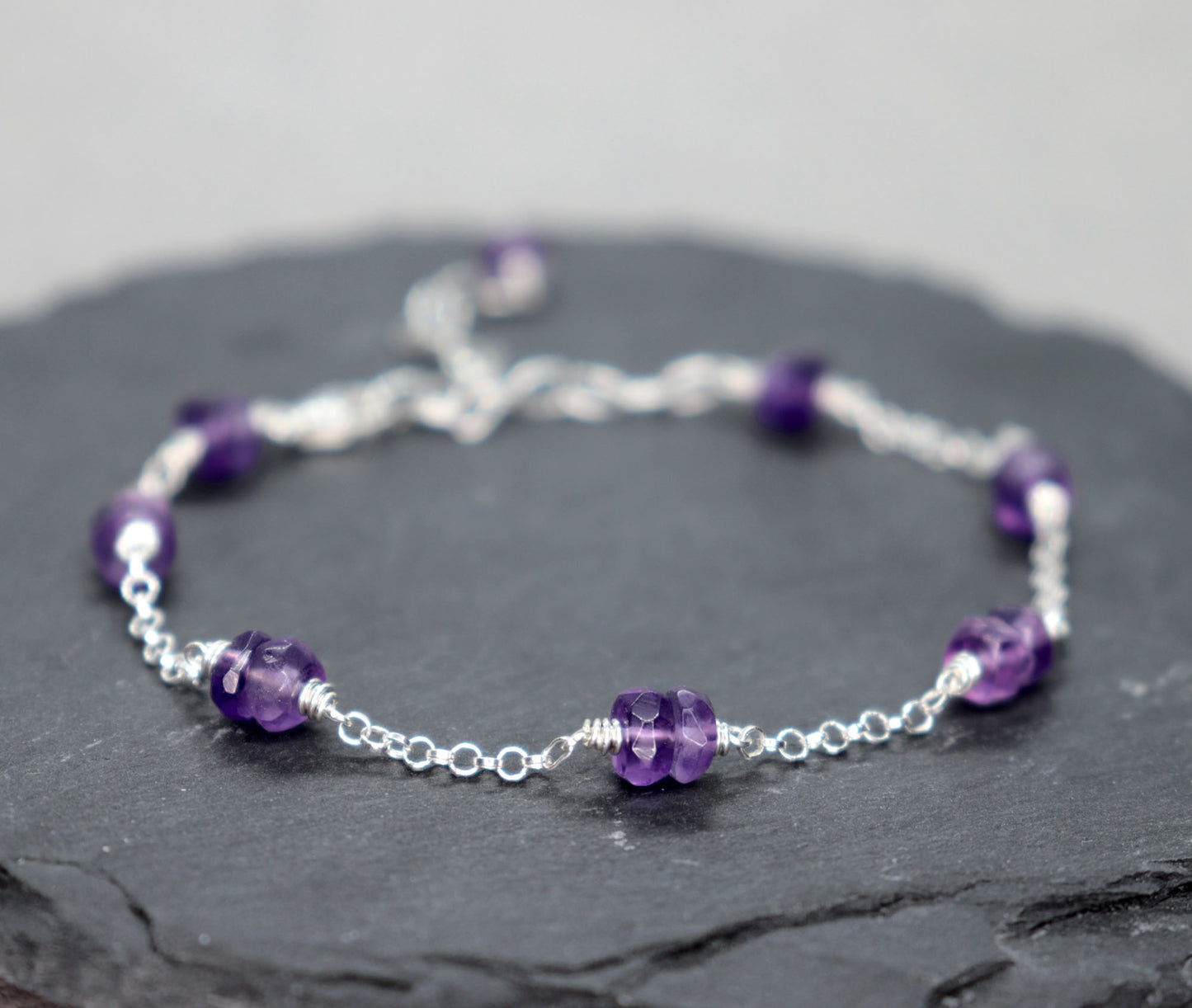 African Amethyst Chain Bracelet