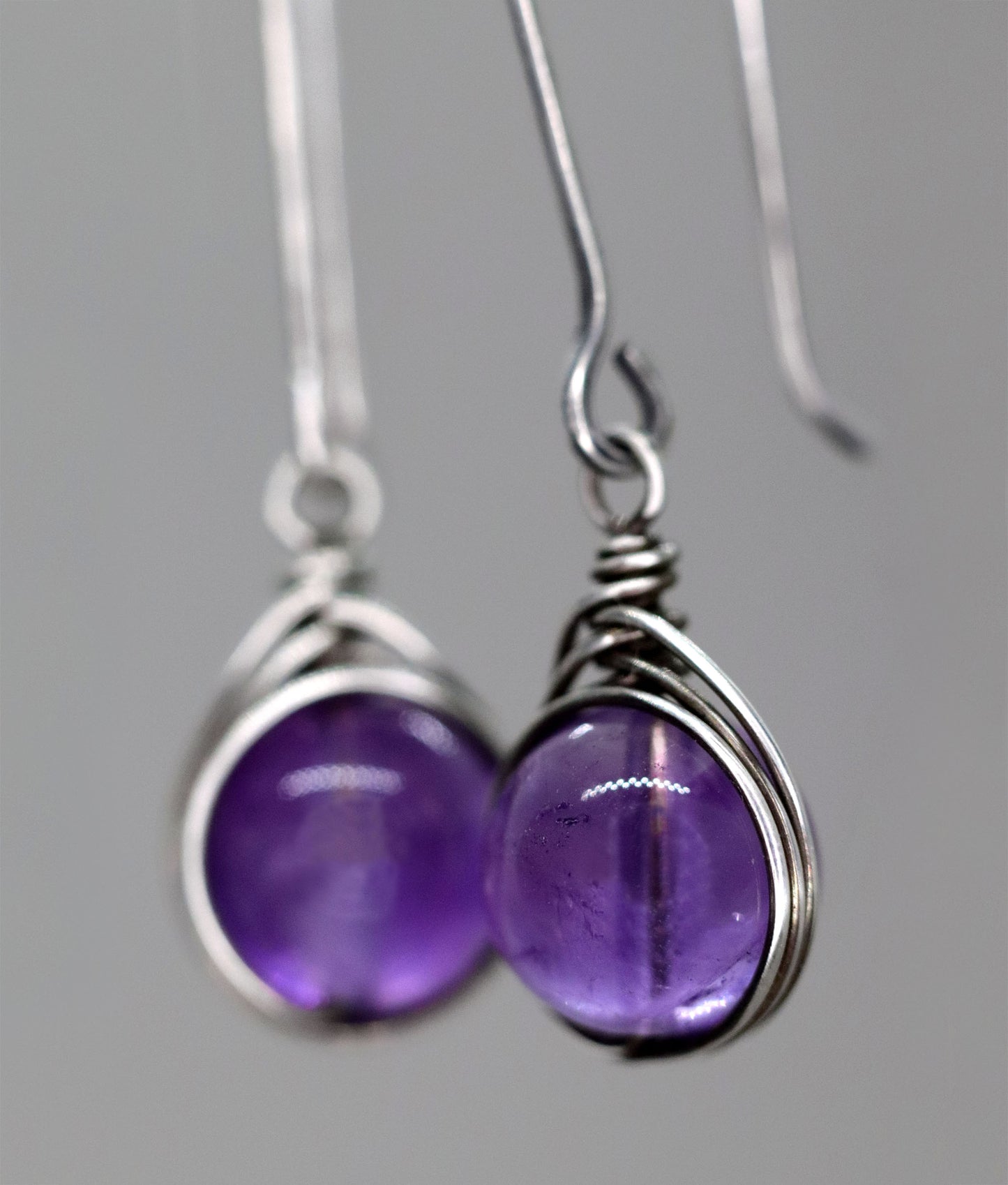 Long Amethyst Drop Earrings