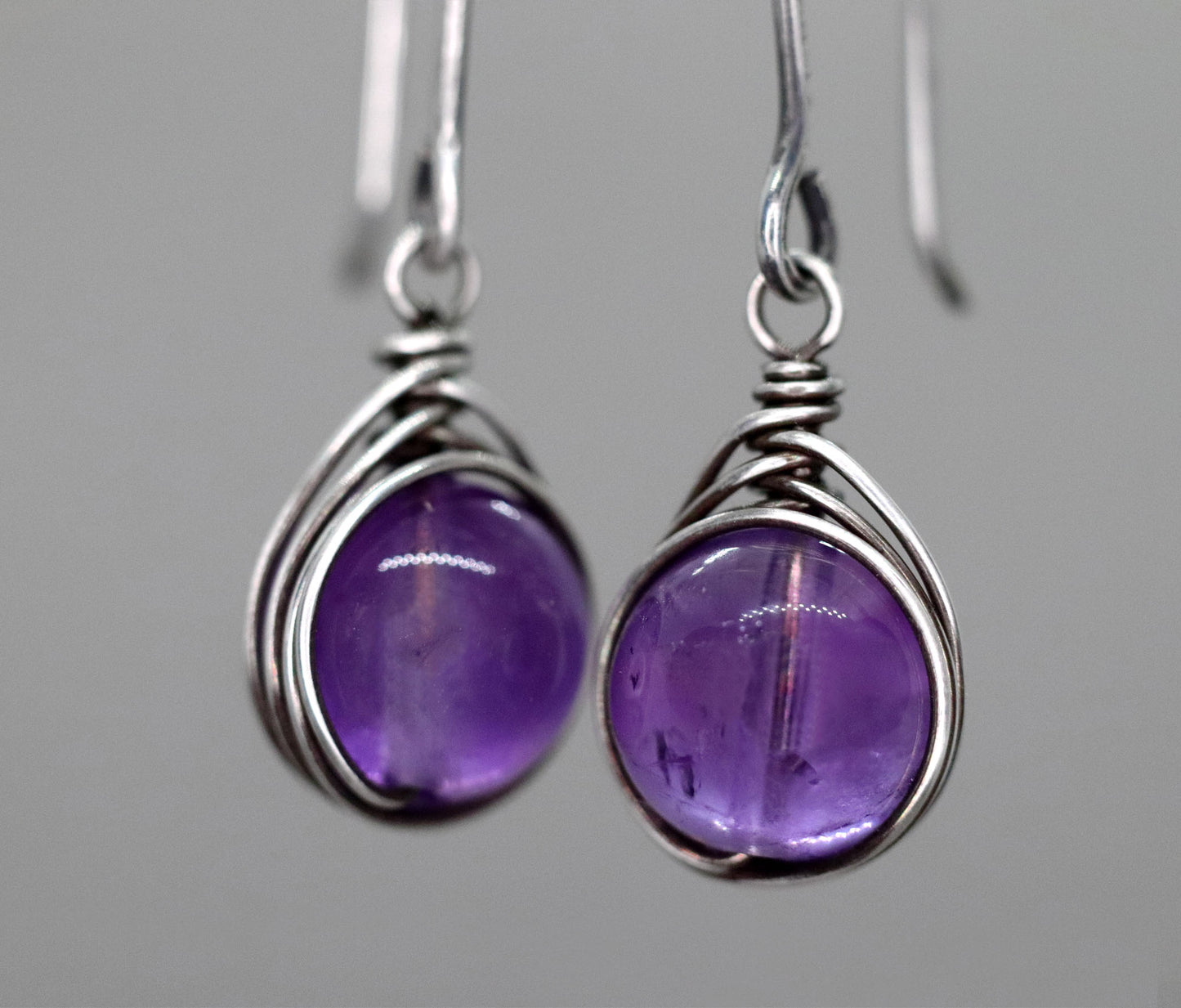 Long Amethyst Drop Earrings